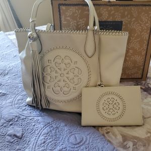 Brighton Gabriella Tote with Medalion white